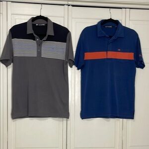 2Pc Set Travis Matthew Men’s Groggy Polo T-Shirt Set Size Medium Grey Navy